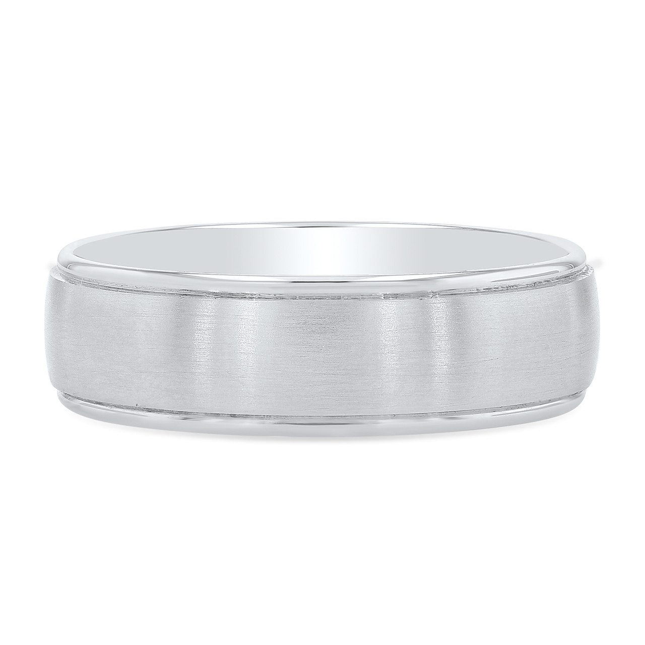 Satin Polished Edge Wedding Band 0