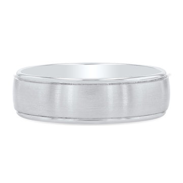 Satin Polished Edge Wedding Band In White Gold 14K