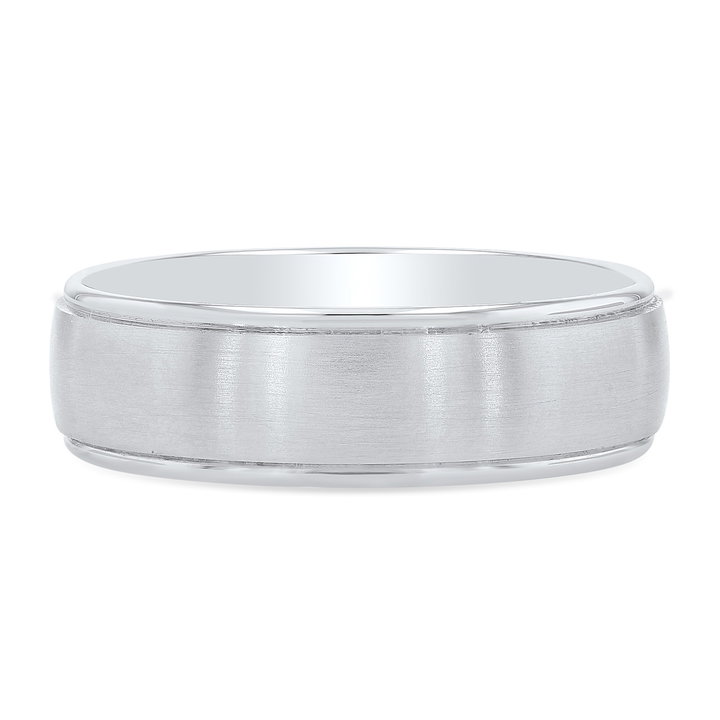 Satin Polished Edge Wedding Band In White Gold 14K