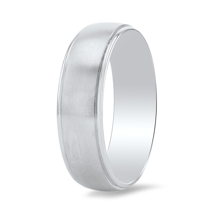 Satin Polished Edge Wedding Band In White Gold 14K