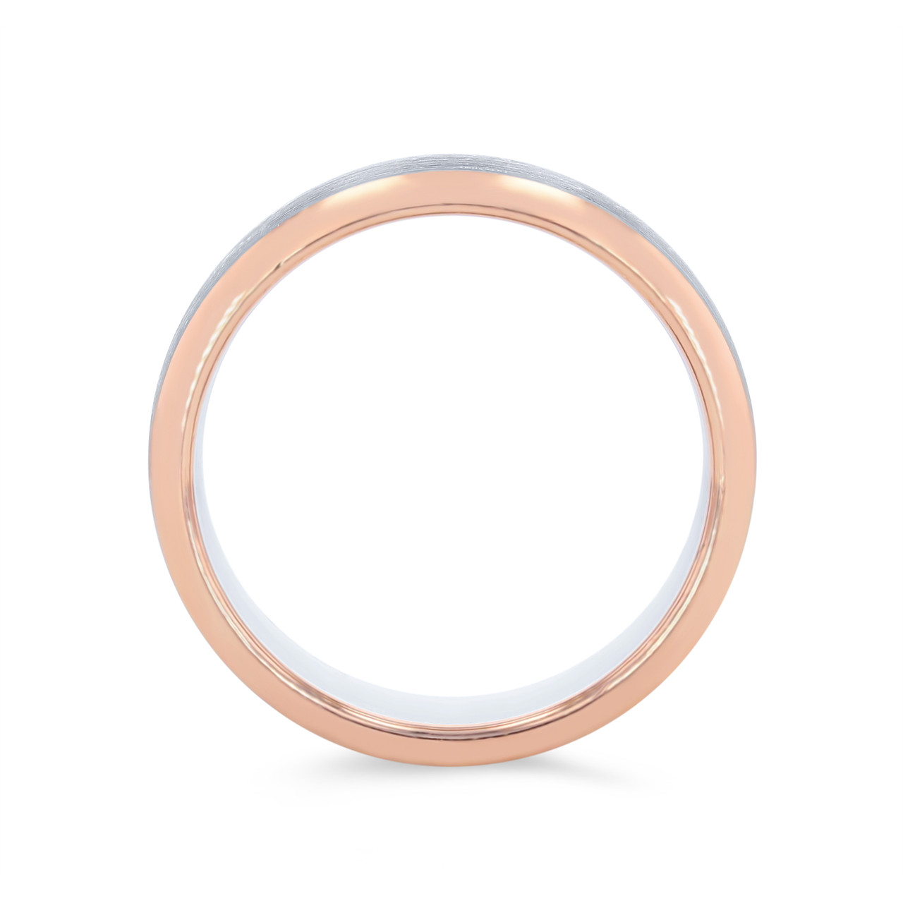 Two-Tone Matte Brushed Bevel Edge Wedding Band 2