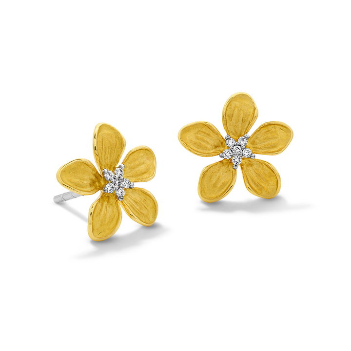 Simon G. Diamond Flower Stud Earrings In Two Tone 18K
