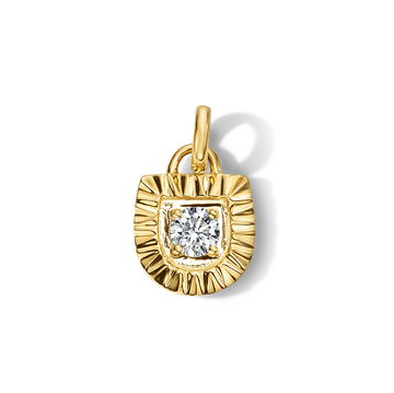 Diamond Shield Sunburst Charm In Yellow Gold 14K