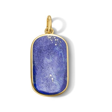 Lapis Dog Tag Charm In Yellow Gold 14K