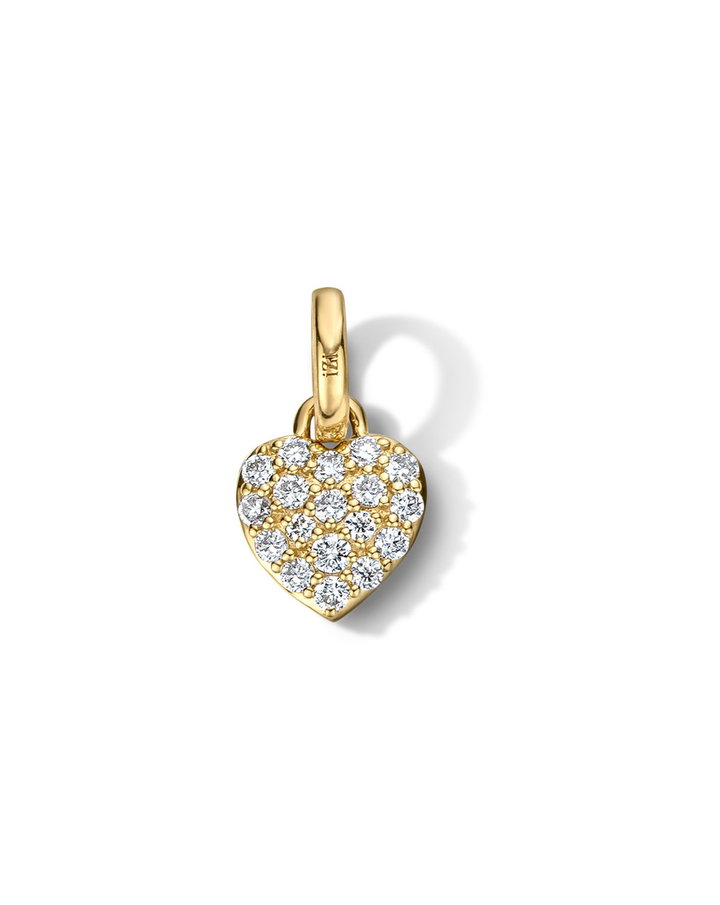 Diamond Heart Charm In Yellow Gold 14K