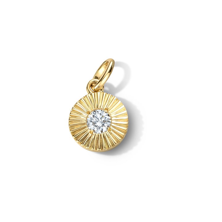 Diamond Circle Sunburst Charm In Yellow Gold 14K