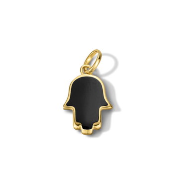 Black Onyx Hamsa Charm In Yellow Gold 14K