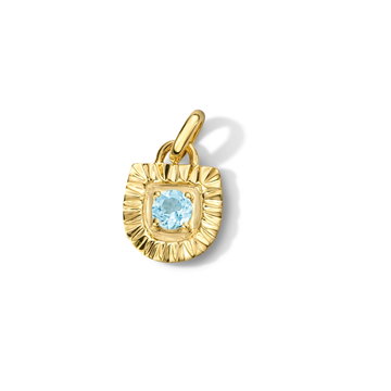 Aquamarine Shield Sunburst Charm In Yellow Gold 14K