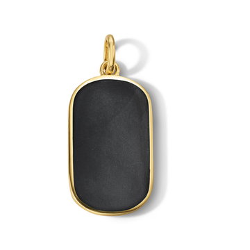 Black Onyx Dog Tag Charm In Yellow Gold 14K