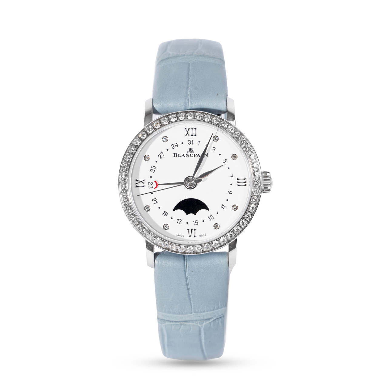 Blaincpain Villeret Quantieme Phases de Lune 29.2 White Dial Watch | Steel 0