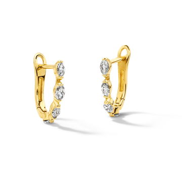 Diamond Marquise-Shape Huggie Hoop Earrings In Yellow Gold 18K