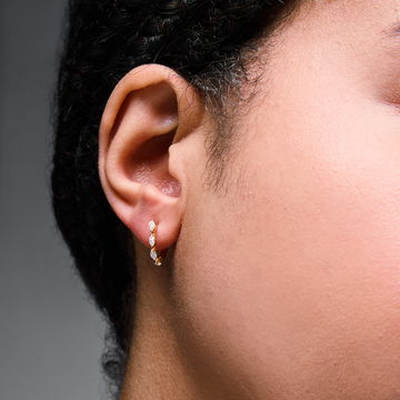 Diamond Marquise-Shape Huggie Hoop Earrings In Yellow Gold 18K