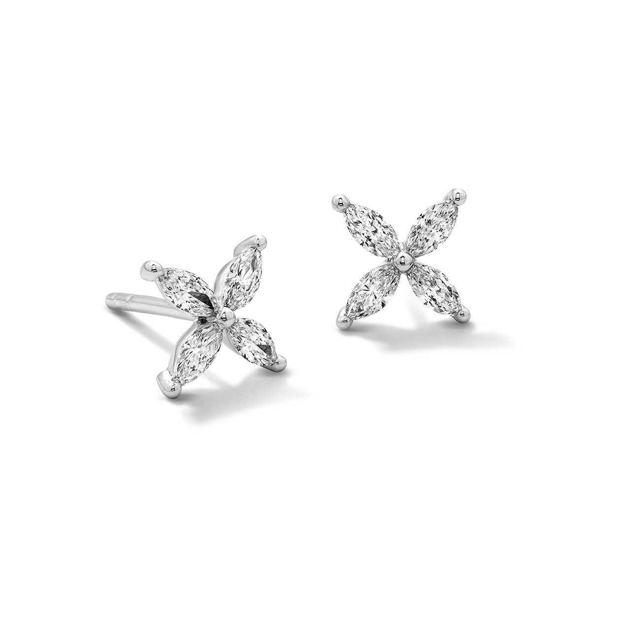 Marquise Diamond Cluster Stud Earrings 0