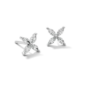 Marquise Diamond Cluster Stud Earrings