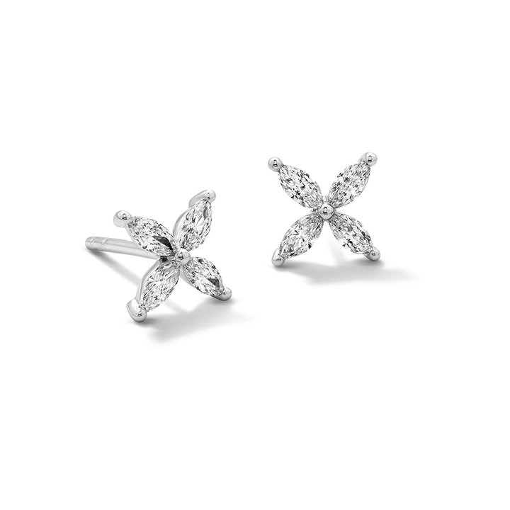 Marquise Diamond Cluster Stud Earrings