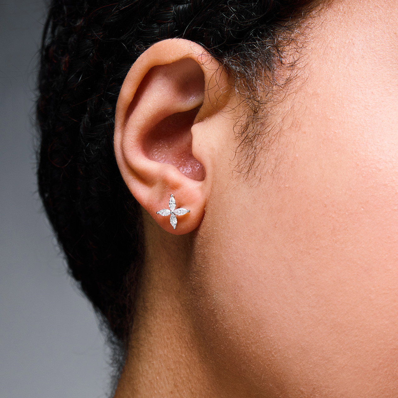 Marquise Diamond Cluster Stud Earrings 1