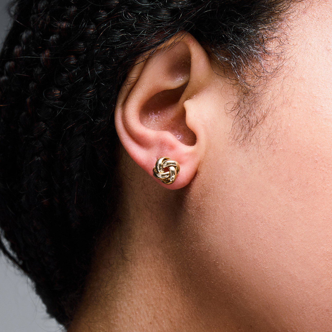 Gold Love Knot Stud Earrings