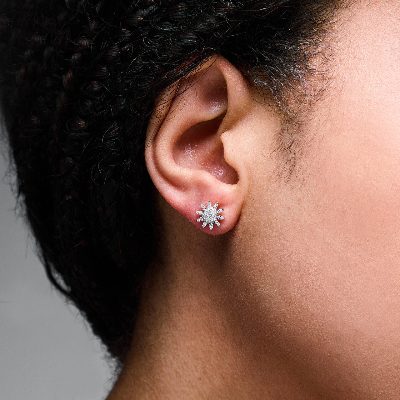 Diamond Sunburst Stud Earrings