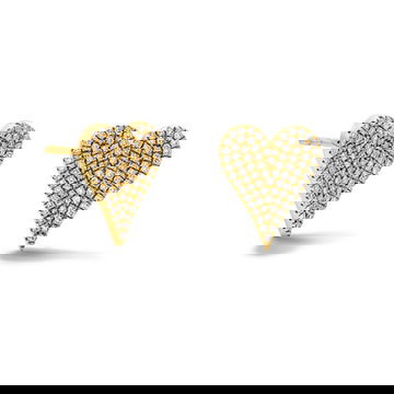 Pave Diamond Heart Stud Earrings 0