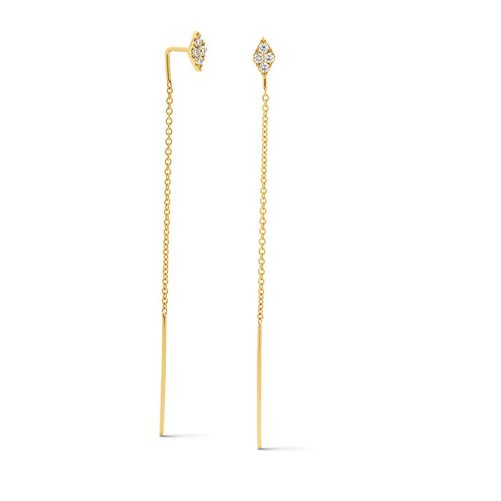 Kite Diamond Threader Earrings In Yellow Gold 14K