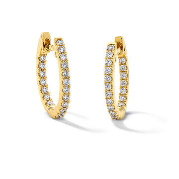 Diamond Inside-Out Oval Hoop Earrings In Yellow Gold 14K