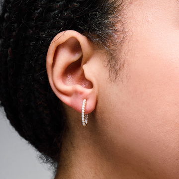 Diamond Inside-Out Oval Hoop Earrings In Yellow Gold 14K