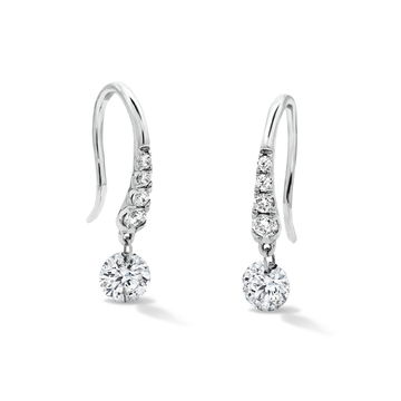 Floating Diamond Drop Earrings In White Gold 18K