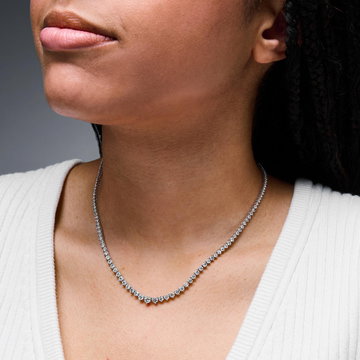 Graduated Lab Grown Diamond Riviera Necklace In White Gold 14K