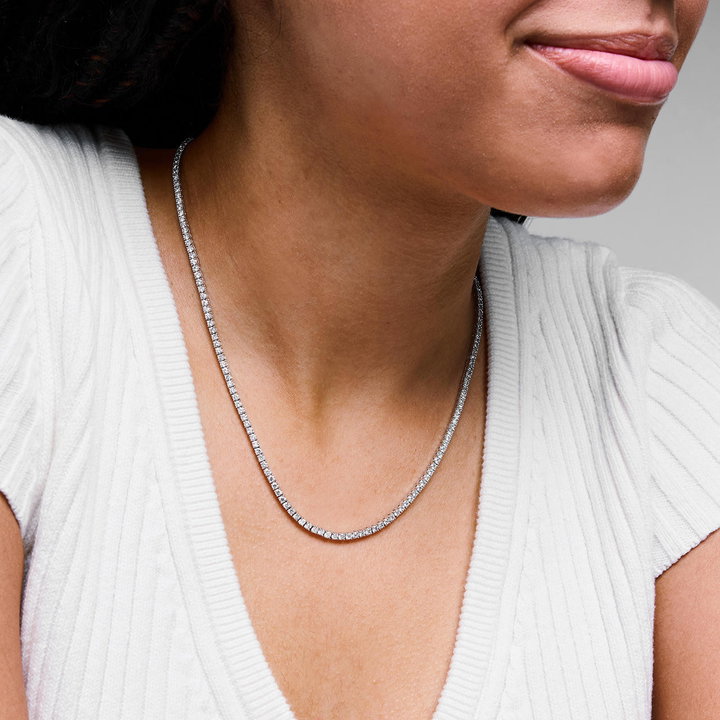 Classic Lab Grown Diamond Tennis Necklace In White Gold 14K