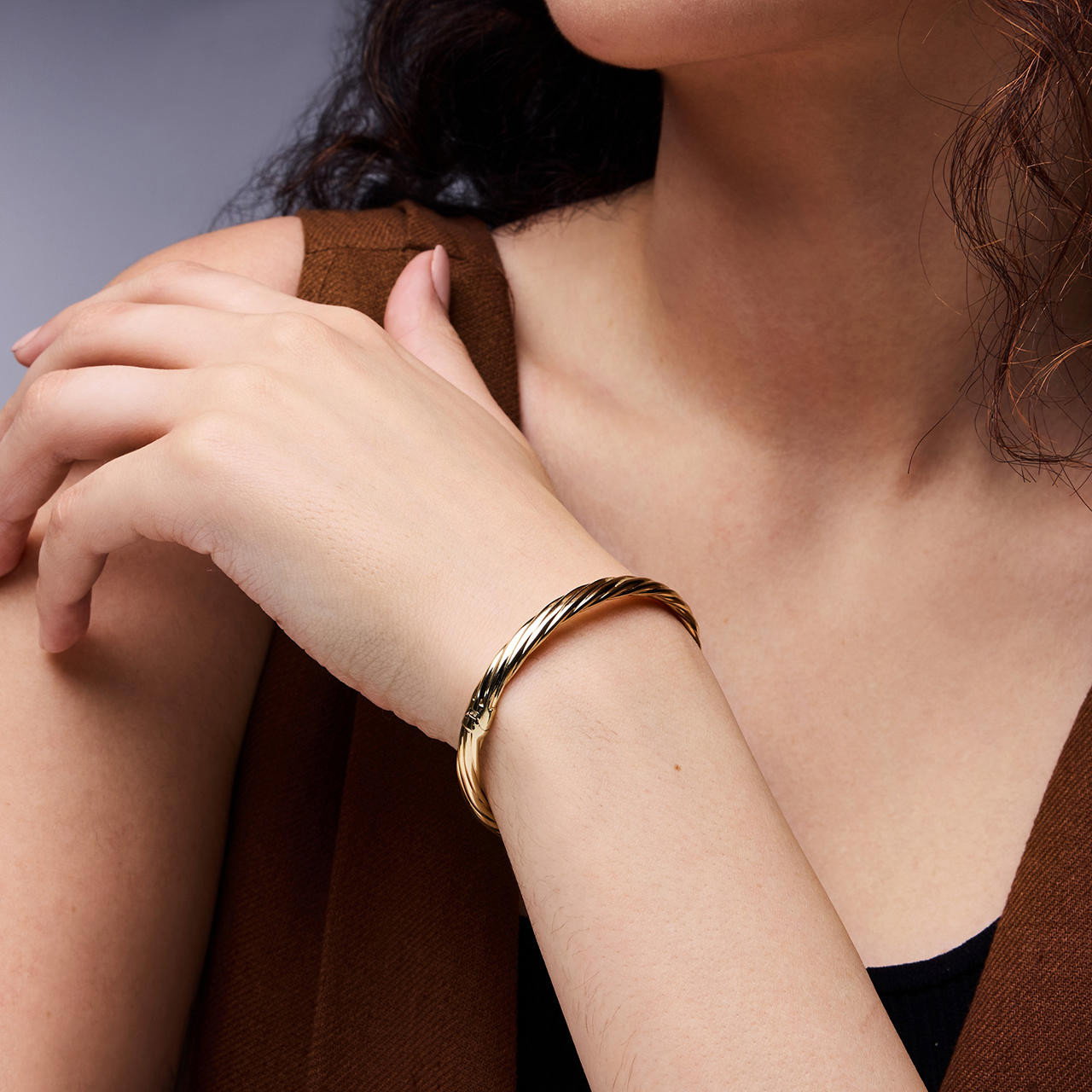 Gold Twisted Bangle Bracelet