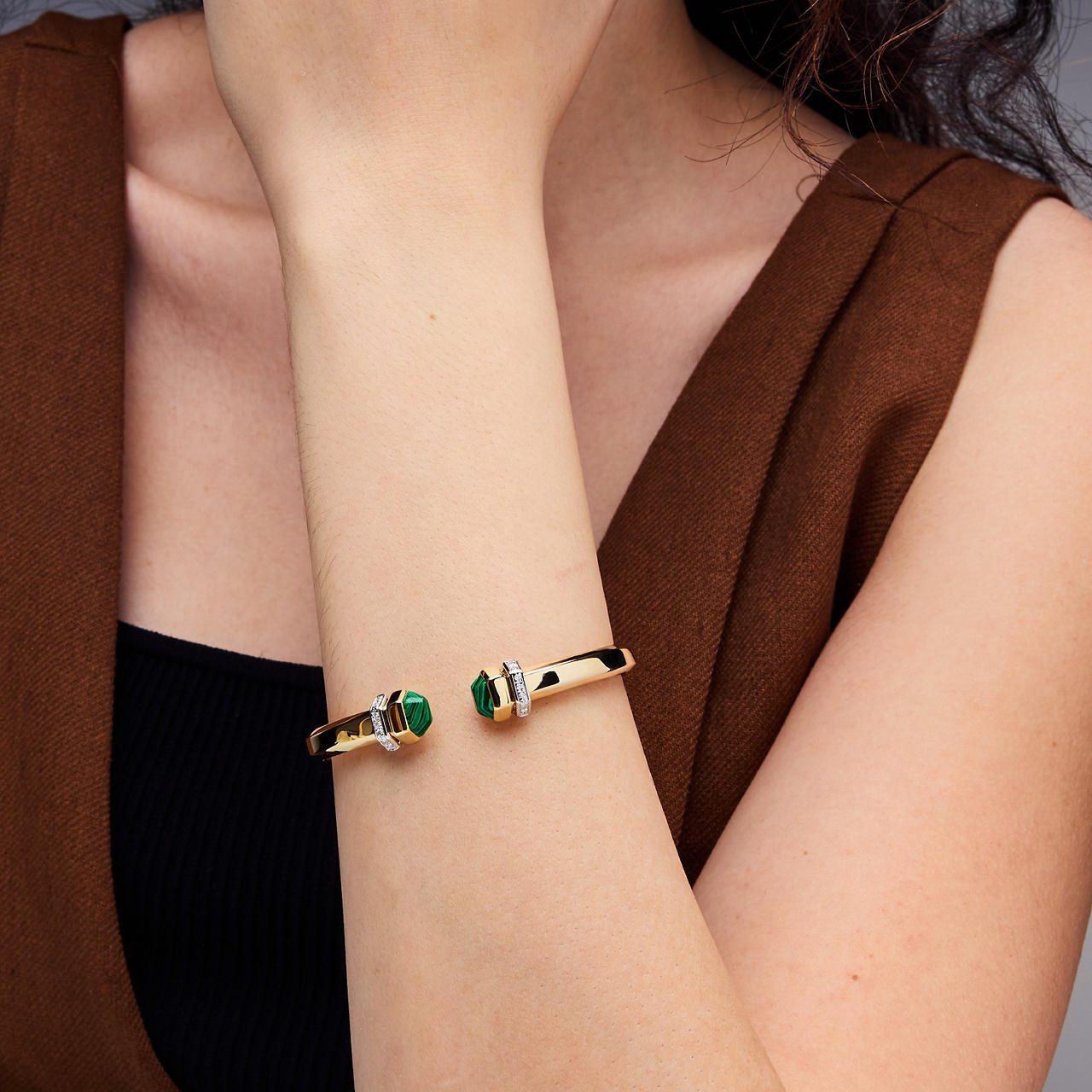 Gold Malachite Cuff Bracelet 1