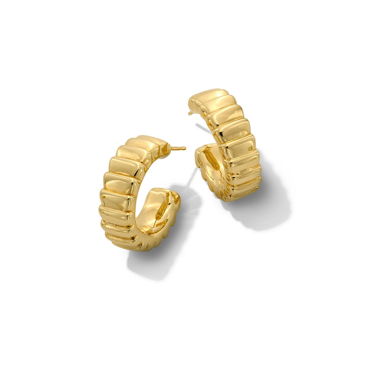 Gold Ribbed Hoop Earrings