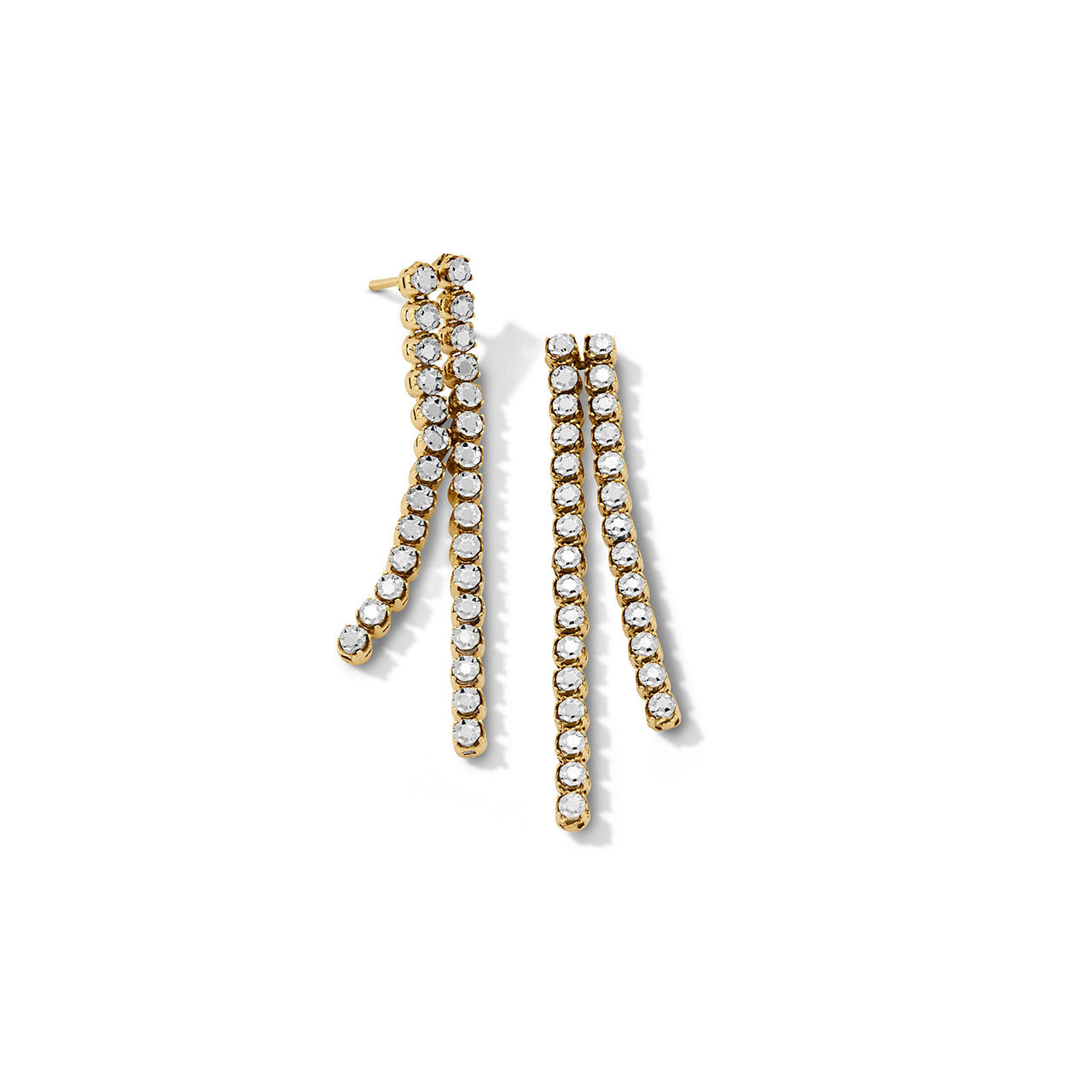Gold Illusion-Cut Two Row Dangle Earrings