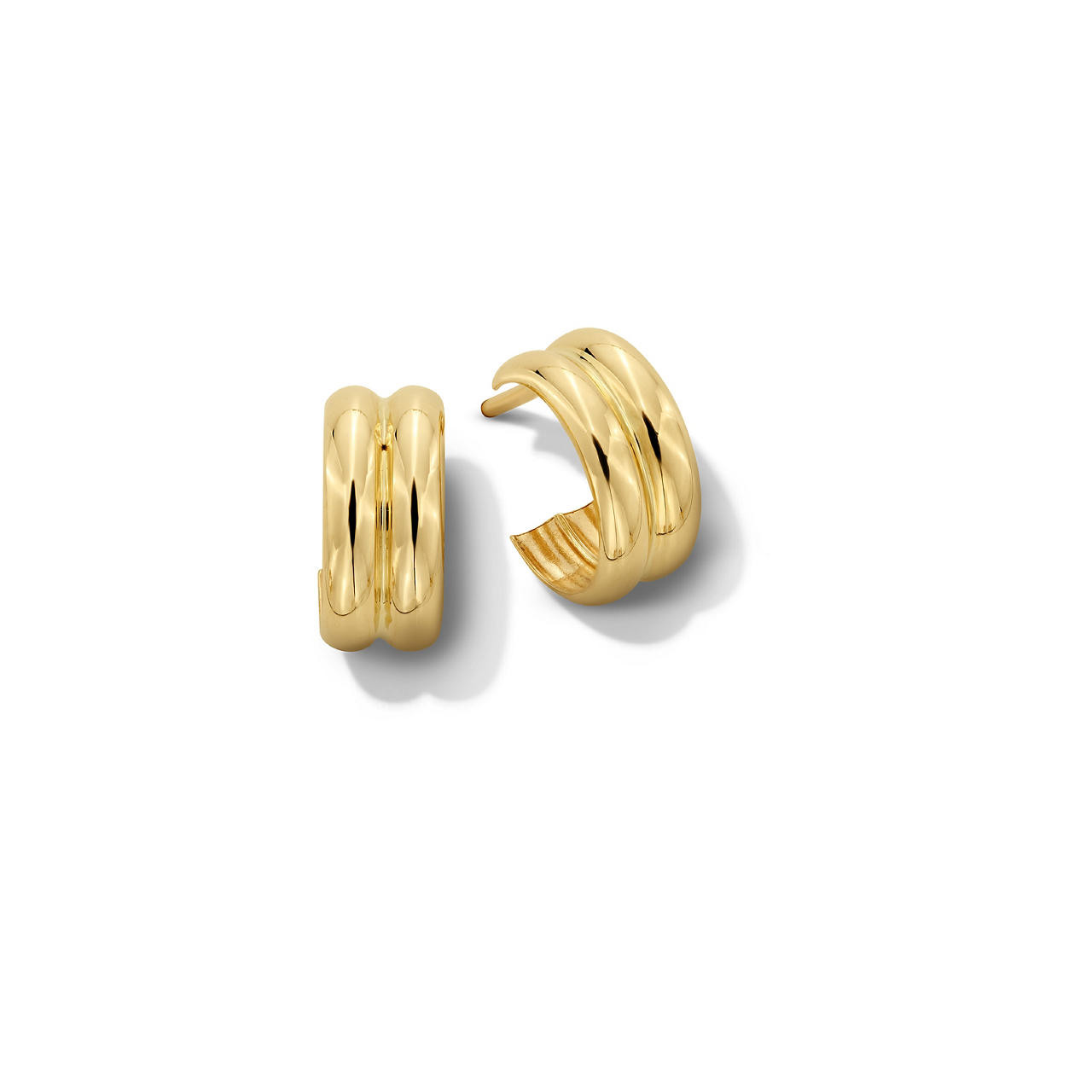 Gold Double-Dome Huggie Earrings