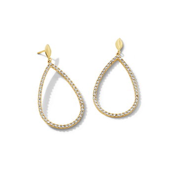 Gold Illusion-Cut Teardrop Earrings In White And Yellow Gold 14K