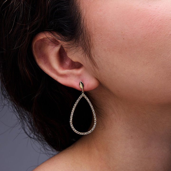 Gold Illusion-Cut Teardrop Earrings In White And Yellow Gold 14K