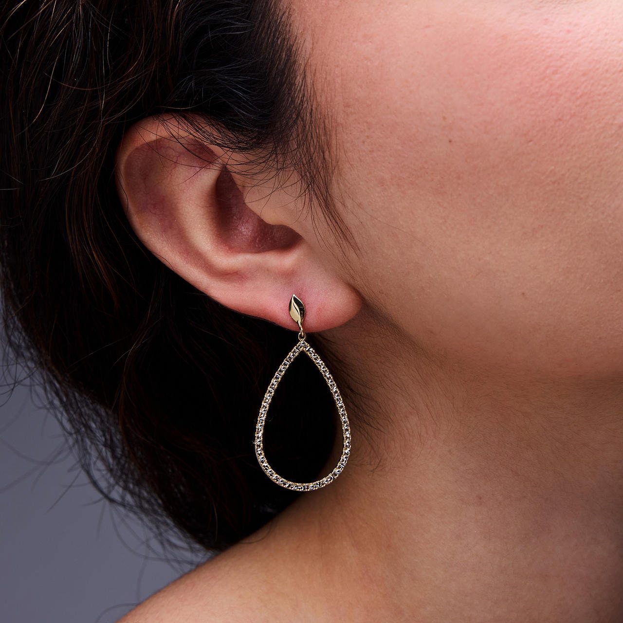 Gold Illusion-Cut Teardrop Earrings