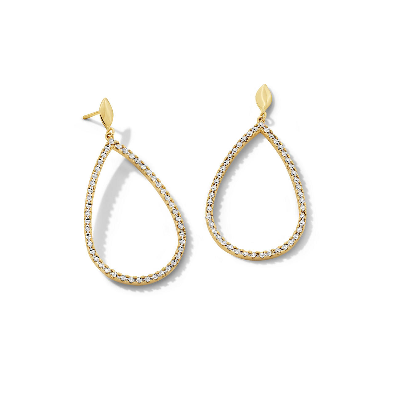 Gold Illusion-Cut Teardrop Earrings