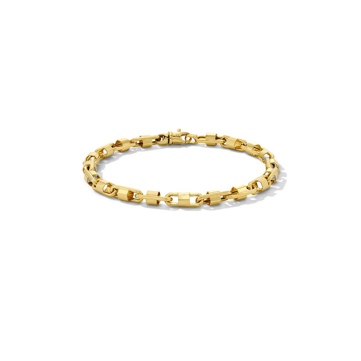 Gold Oval Lock Bracelet In Yellow Gold 14K