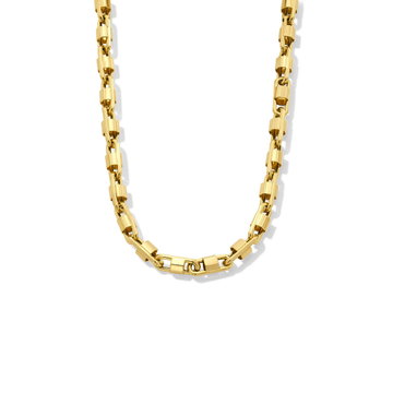Gold Oval Lock Necklace In Yellow Gold 14K