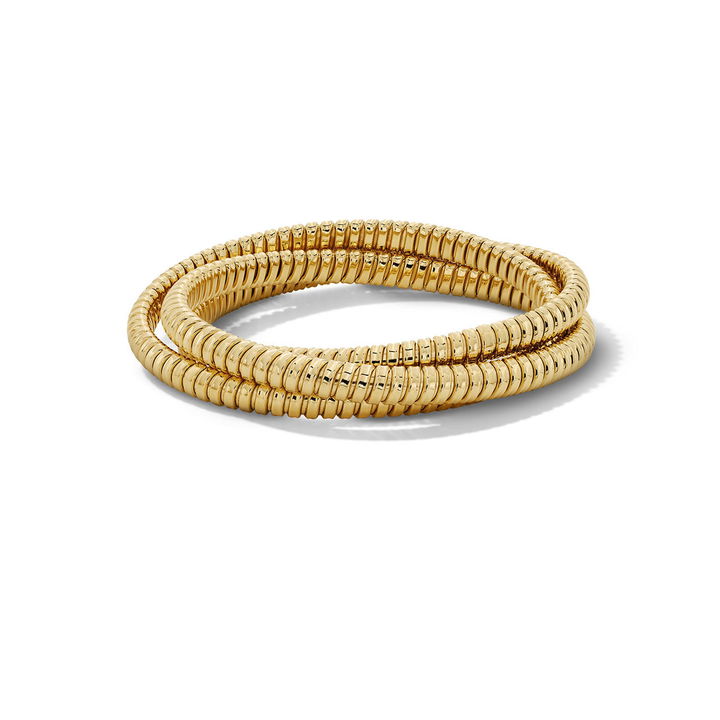 Gold Coil Crossover Stretch Bracelet In Yellow Gold 14K