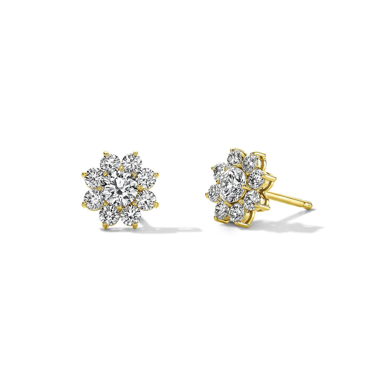 Diamond Cluster Flower Stud Earrings