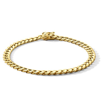 8 Inch Cuban Link Chain Bracelet In Solid 14K Yellow Gold