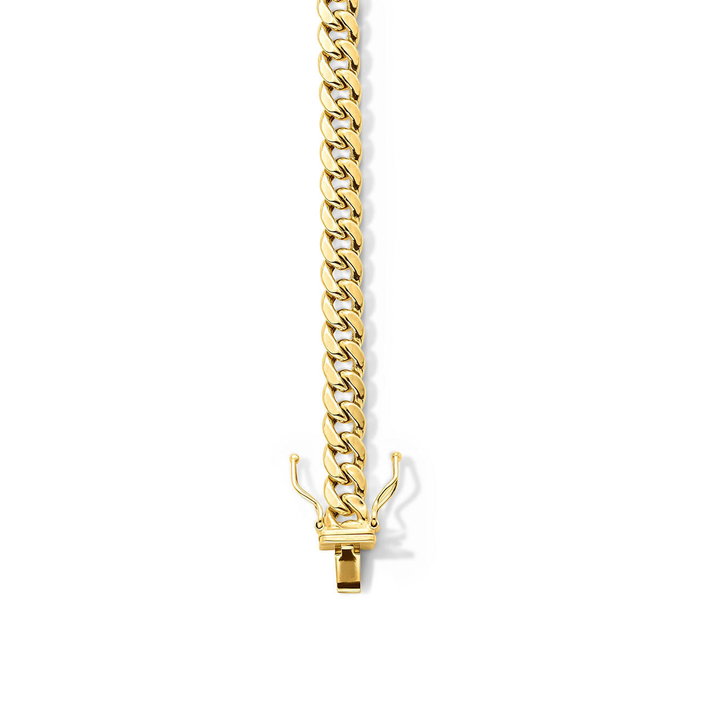8 Inch Cuban Link Chain Bracelet In Solid 14K Yellow Gold