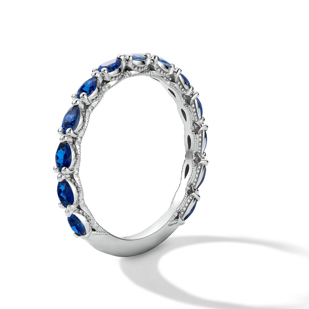 Tacori Pear-Shaped Blue Sapphire Wedding Band In White Gold 18K 3