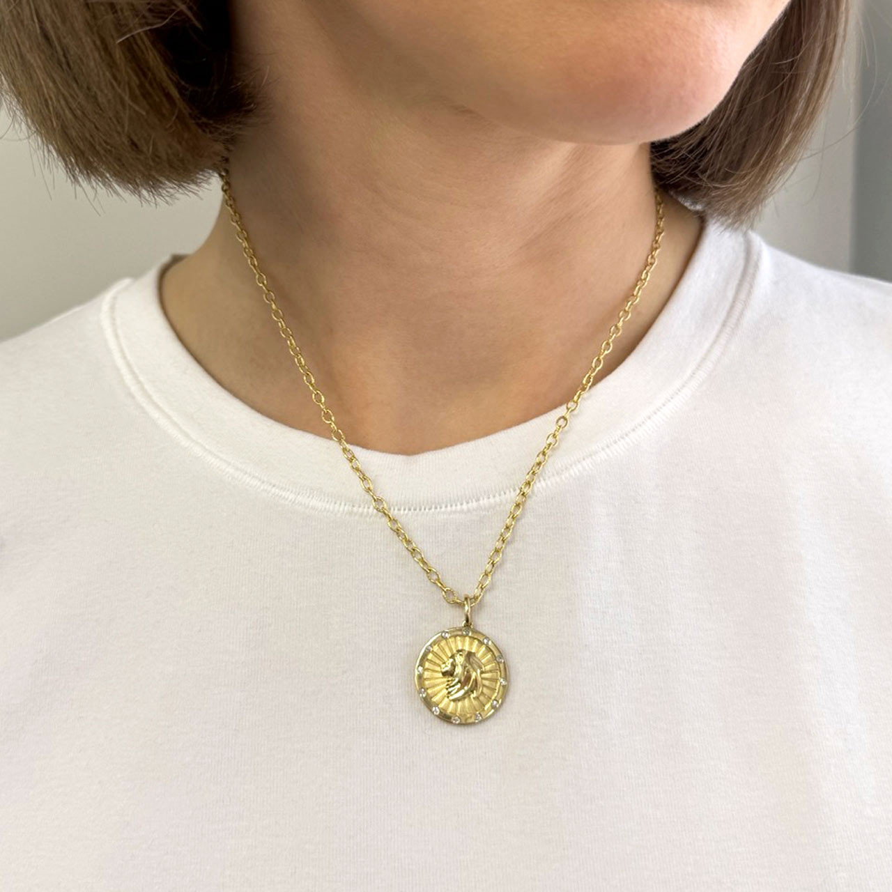 Leo Disk Pendant Necklace