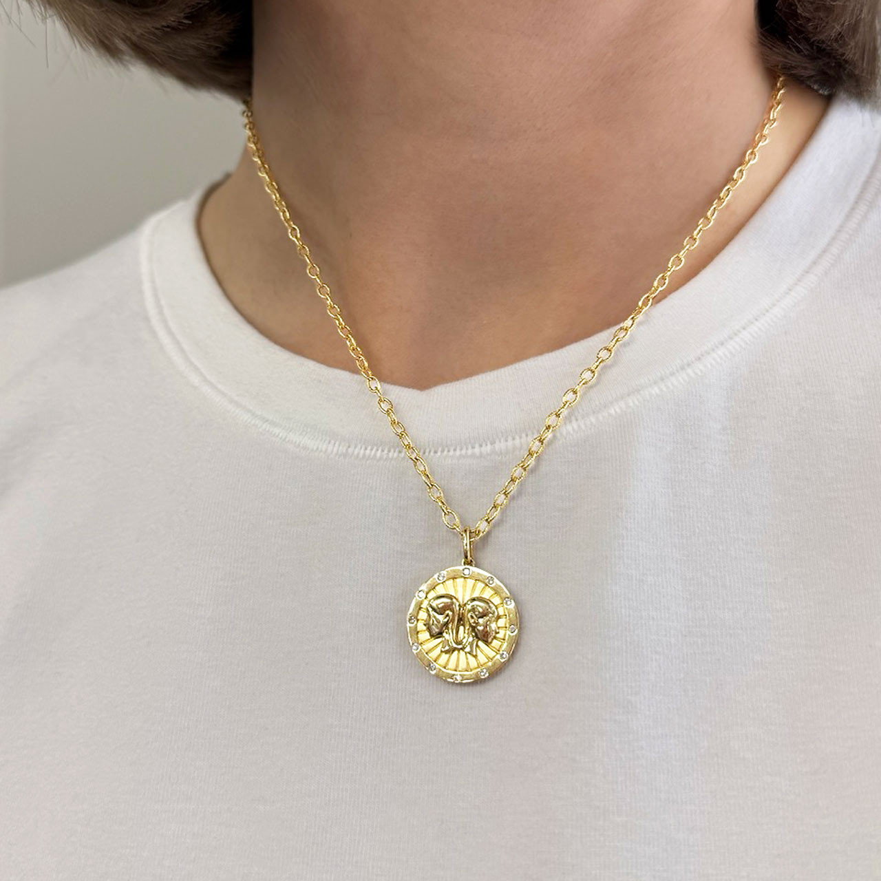 Gemini Disk Pendant Necklace 1