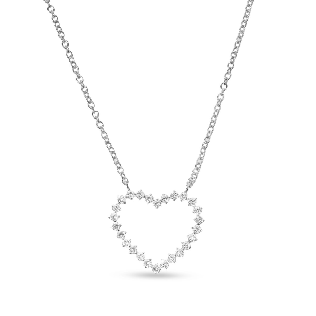 Diamond Open Heart White Gold Pendant Necklace 0