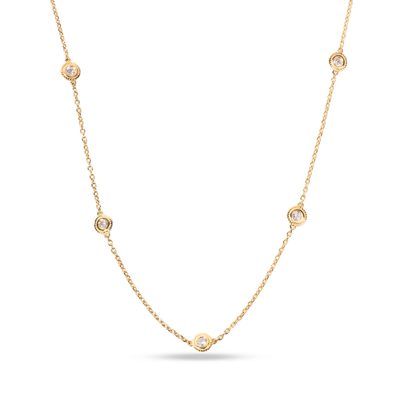 Bezel Round Diamond Station Necklace 0
