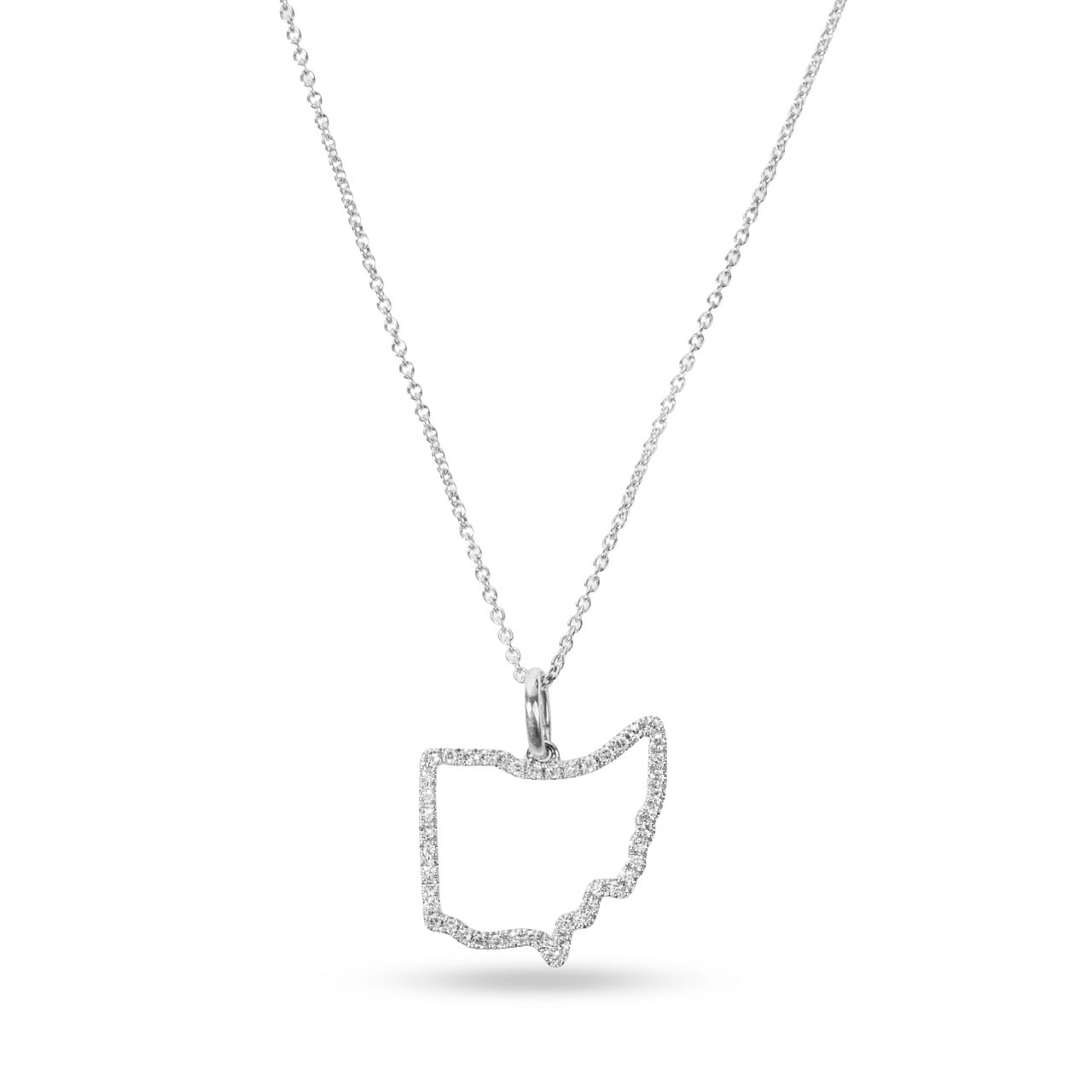 White Gold Ohio State Pendant Necklace 0